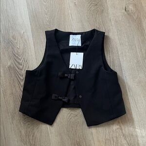 Zara Kids Black Bow-Detail Vest